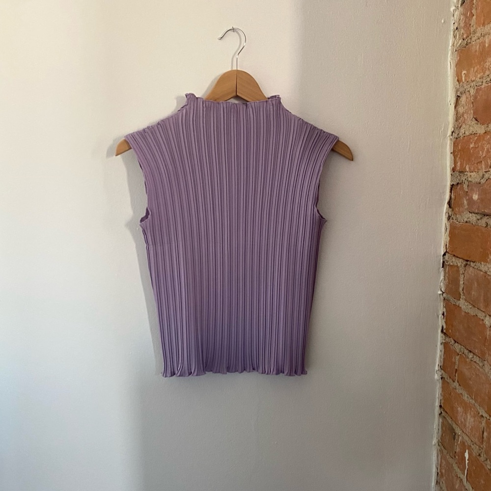 SOLD NICOLA y2k high neck pleated lavender tank